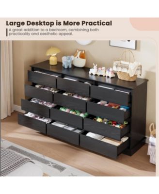 12-Drawer Dresser for Bedroom, Large Double Chest of Drawers with Deep Storage & Wide Top