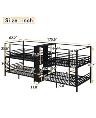 Queen Quad Bunk Bed w/ Storage & Wardrobe