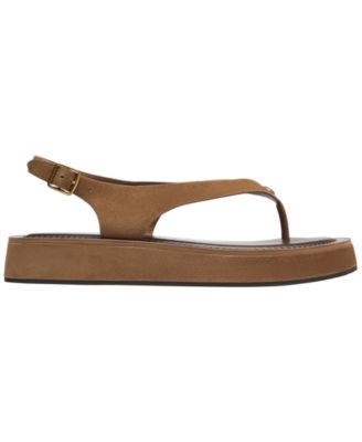 Women's Sculpted C Platform Suede Round Toe Thong Sandals