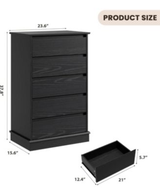 5-Drawer Tall Dresser for Bedroom, Wooden Chest of Drawers with Deep Storage for Living Room