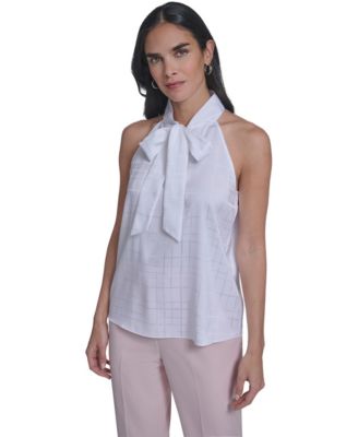 Women's Sleeveless Tie Neck Blouse