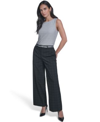 Women's Windowpane Wide-Leg Pants