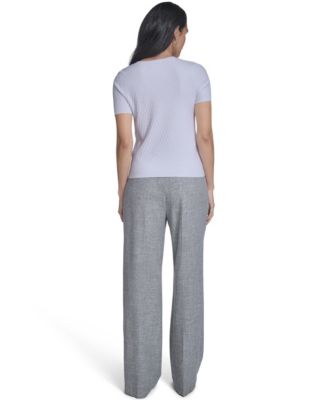 Women's Short-Sleeve Textured Sweater