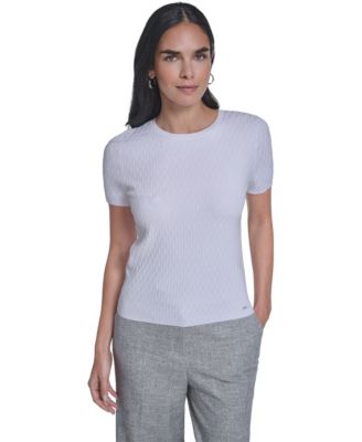 Women's Short-Sleeve Textured Sweater