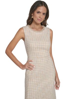 Women's Sleeveless Sheath Crew Neck Short Dress