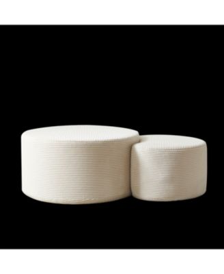 Nesting Coffee Table Set of 2, Upholstered Round Tables