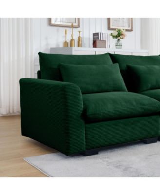 Modern Green Corduroy 2-Seater Sofa