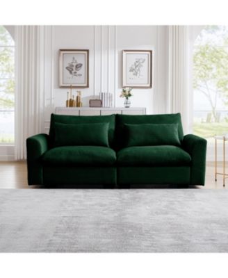 Modern Green Corduroy 2-Seater Sofa