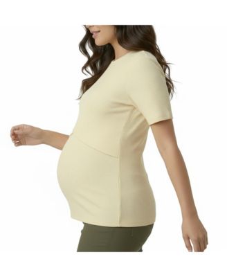 Maternity Motherhood Crew Neck Cross Over Nursing Short Sleeve Top