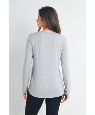 Maternity Casual Scoop Neck Long Sleeve Nursing Top