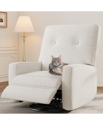 Recliner Chair, 360° Swivel Rocking Glider Chair for Adults with Adjustable Backrest & Footrest