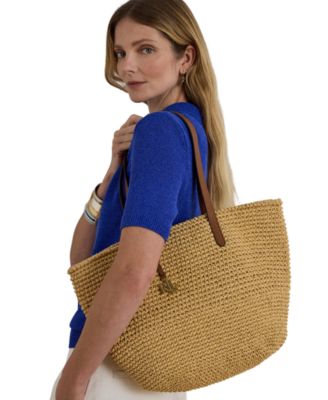 Crocheted Straw Large Lainey Tote Bag