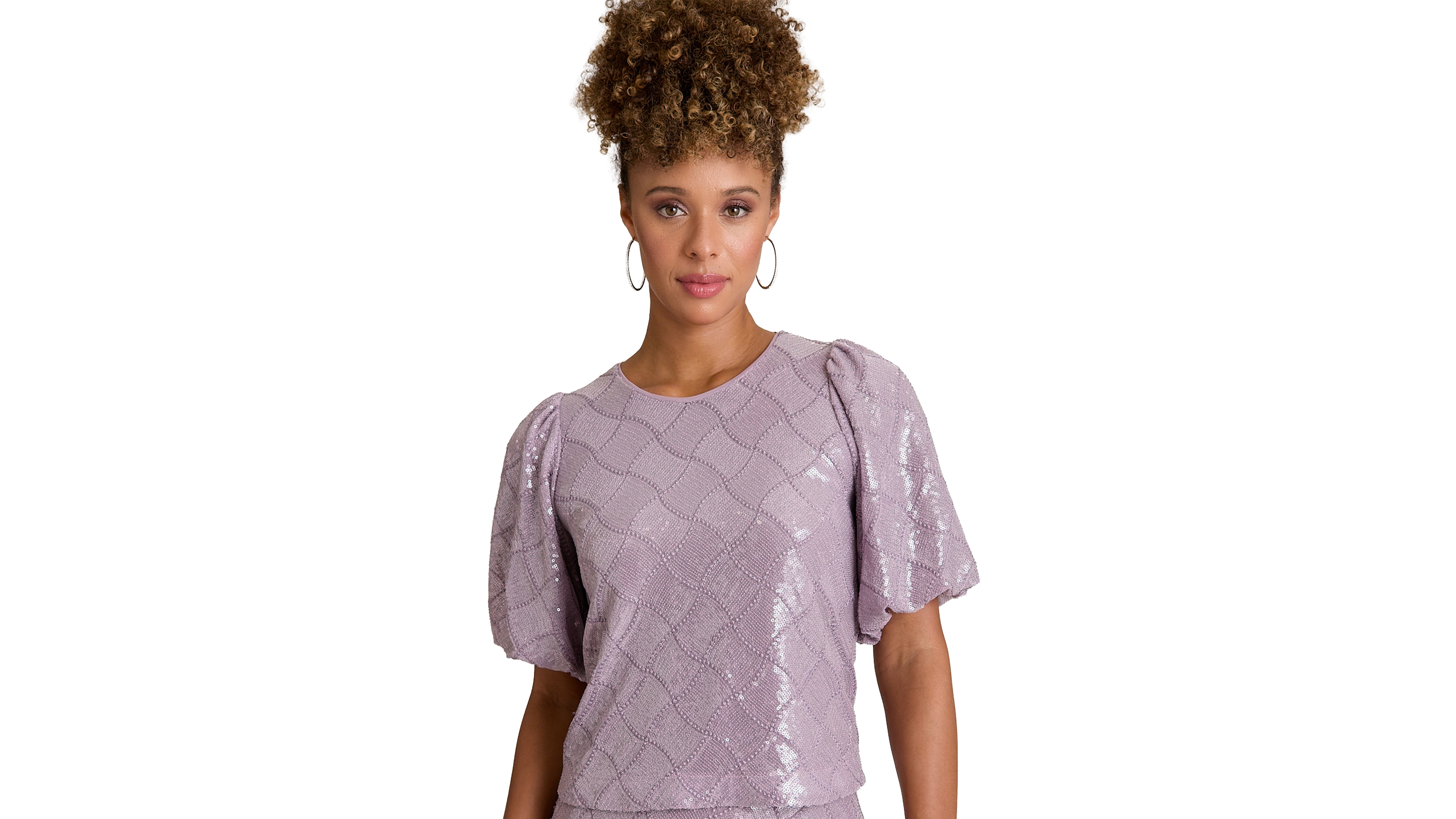 Muse Women's Crew Neck Bubble Short-Sleeve Top