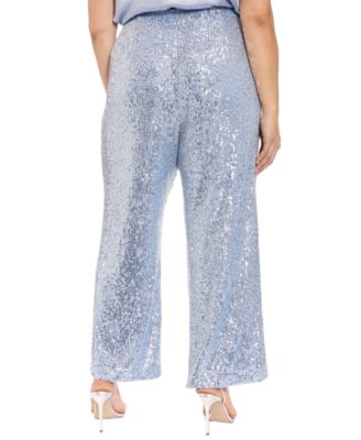 Plus Size Sequined Pull-On Pants