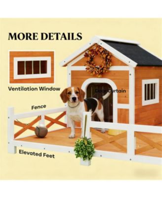 Dog House Outdoor Wooden Dog Shelter in Orange
