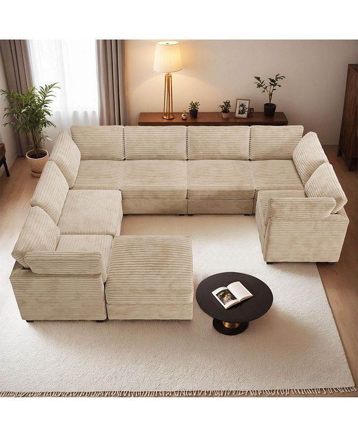 Xizzi 8-Piece U-Shaped Deep Seat Cloud Couch with Chaise Ottoman (3 Color)