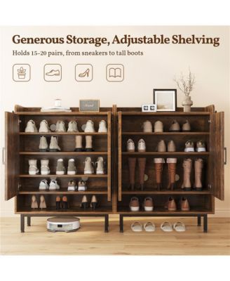 Country Style 5-Tier Shoe Cabinet with Barn-Inspired Doors