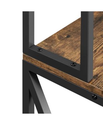 64.5"H 6-Tier Metal & Particleboard Wine Rack, 10 Hooks, Power Outlets, Adjustable Feet Rustic Baker s Rack