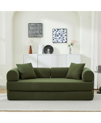 Folding Sofa Bed, 78.5" Convertible Couch with 2 Pillows, Fold Out Mattress