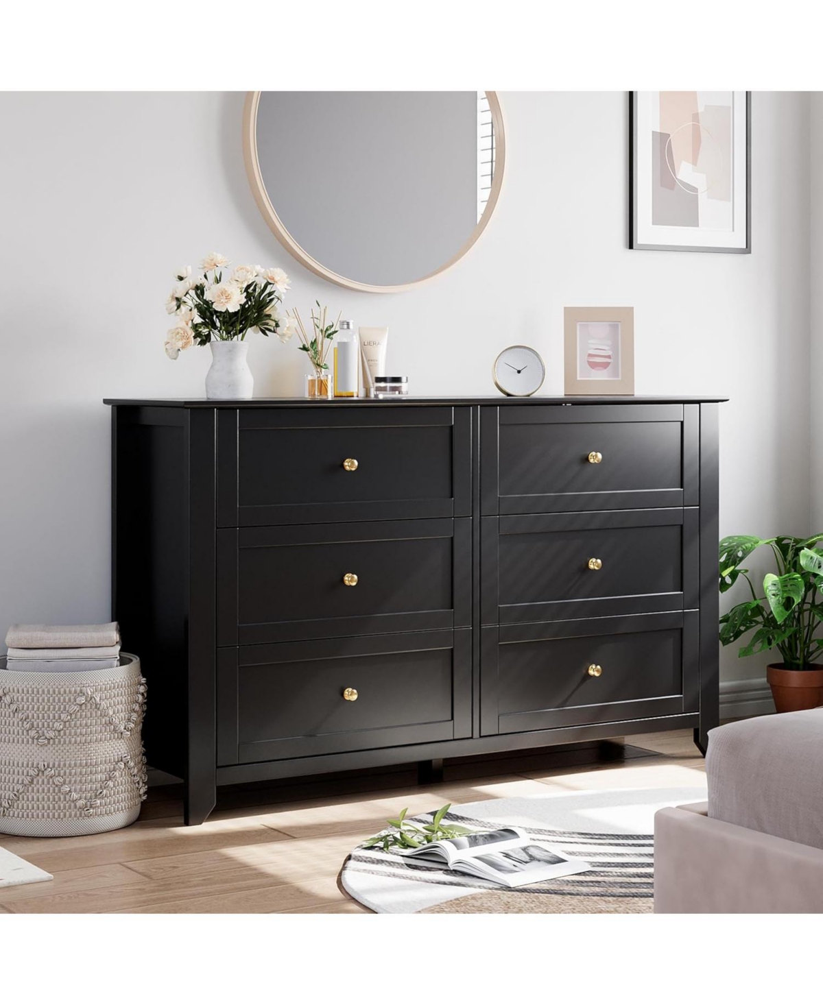 gaomon 6 Drawer Dresser for Bedroom, Modern Wood Storage Cabinet for Living Room or Entryway