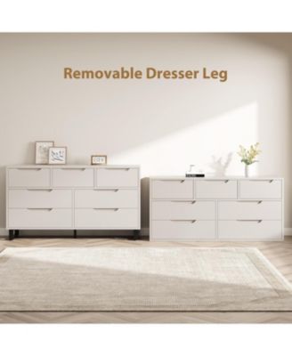 7-Drawer Dresser for Bedroom, 55" Wide Freestanding Wooden Storage Chest for Living Room & Entryway