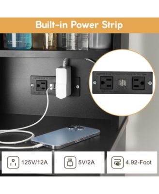 Makeup Vanity with Lights and Power Outlet, 36" Makeup Table with Lighted Mirror, Black