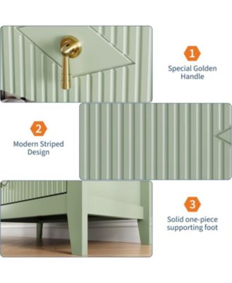 27.5" Wide Fluted Dresser, 3 Drawer Modern Wood Nightstand Chest for Bedroom