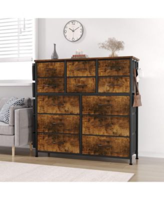 12-Drawer Fabric Dresser for Bedroom, Storage Chest of Drawers, Brown