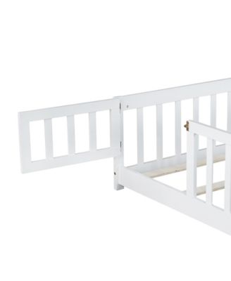 Floor Bed with Fence & Door, Rubber Wood