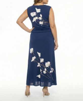 Plus Size Cap-Sleeve Printed Dress