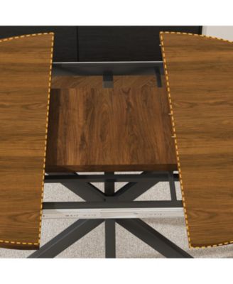 Streamdale Extendable Round Dining Table, 6-Person, Wood Veneer, 42-58 Inches