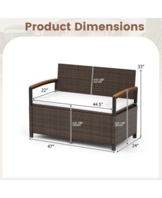 Outdoor Deck Box Storage Bench with Padded Seat Cushion