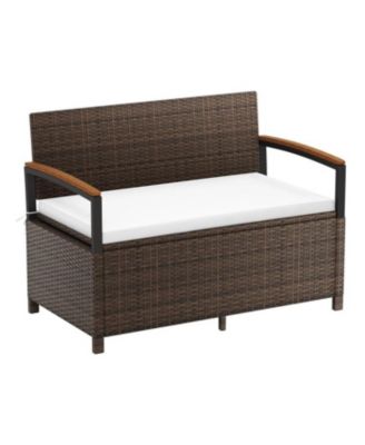 Outdoor Deck Box Storage Bench with Padded Seat Cushion