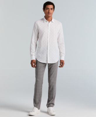 Men's Untuck Geo Dot Print Spread Collar Long-Sleeve Shirt