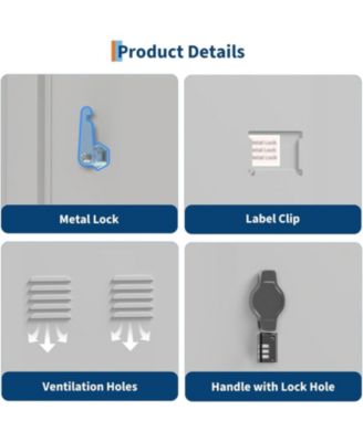 71" Metal Locker Cabinet with Hanging Rod and Shelves, Heavy Duty Steel Storage for Office or Gym