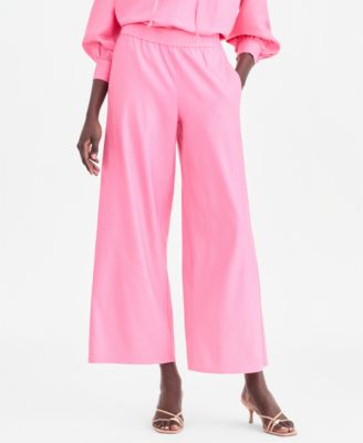 Women's Linen-Blend Wide-Leg Pull-On Pants