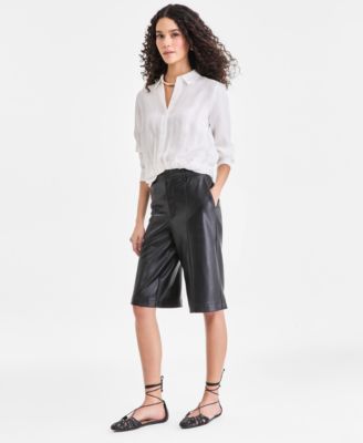 Women's Faux Leather Bermuda Shorts