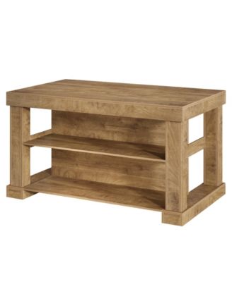 Bar Table, 55-Inch Counter Height Pub Table with Storage Shelves, High Top Kitchen Dining Table, Rectangle Wood Home Bar Unit