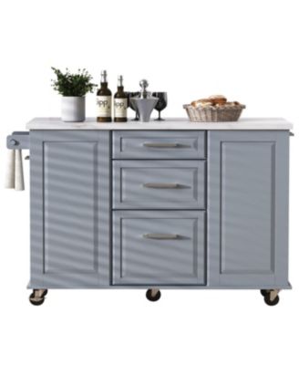 “50.7&iquest; Kitchen Island with Storage, Tilt Trash Cabinet & Organizer”