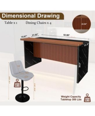  White Marble Look Kitchen Island with LED Lighting