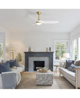 60-inch Modern Gold 3-blade Ceiling Fan Light With Remote Control Supports Mobile Phone Connection And Voice Function