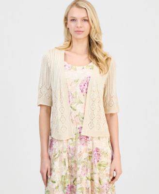 Women's Printed Fit & Flare Dress & Shrug