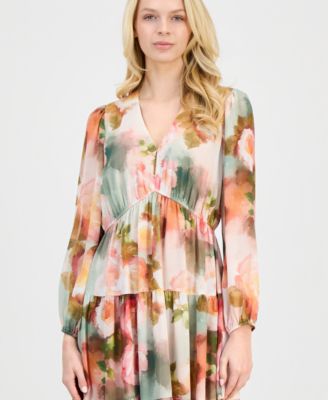 Women's Tiered Blouson-Sleeve Dress