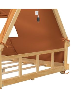 Full Size House Bed with Tent and Light