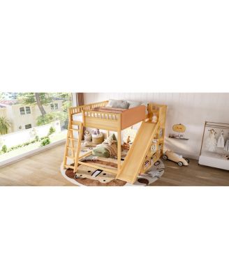 Loft Bed with Headboard, Shelves, Ladder & Slide