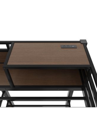 Twin Size Metal Bunk Bed with Storage, LED, and USB