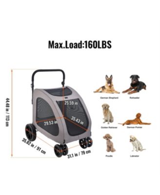 Heavy-Duty Pet Stroller Holds 160lbs - 4-Wheel Smooth Ride & Portable Carrier