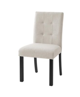 Streamdale 4 Piece Modern Tufted Dining Chair, Rustic Linen Upholstered, Beige