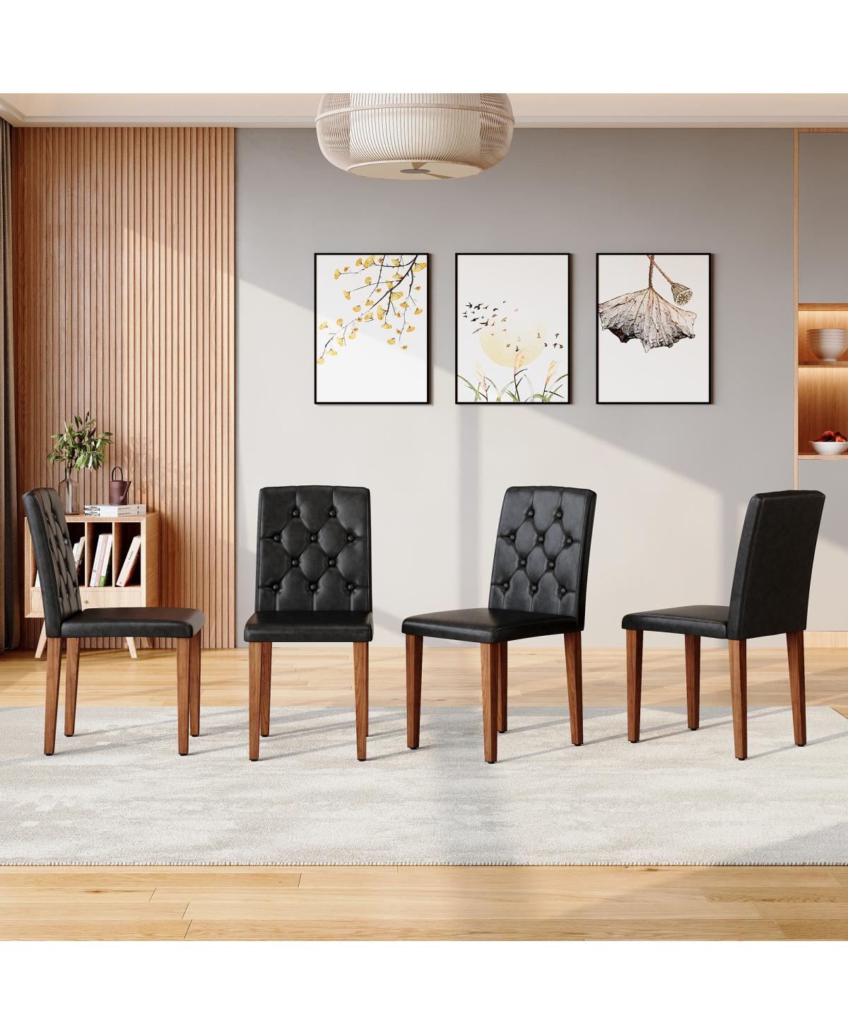 Streamdale Elegant Pu Dining Chair with Ergonomic Buckle Backrest