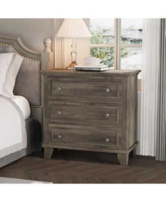 3-Drawer Dresser, Wooden Storage Chest with Metal Handles, Modern Small Storage Cabinet